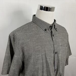 prAna XL Slim Fit Organic Cotton Shirt Short Sleeve Gray Knit Casual Outdoors
